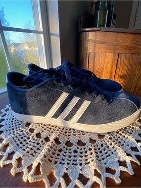 adidas Navy Suede Sneakers with White Stripes EUC